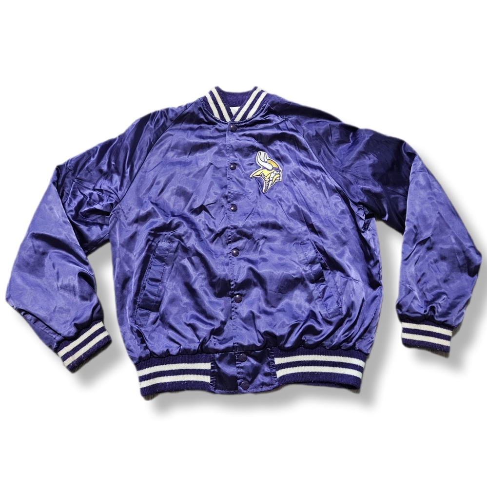 VINTAGE Active Generation Minnesota Vikings Satin Nylon Jacket Men Large